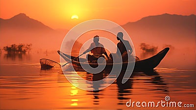 African fisherman boat at sunrise Stock Photo