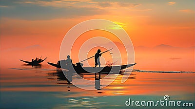 African fisherman boat at sunrise Stock Photo