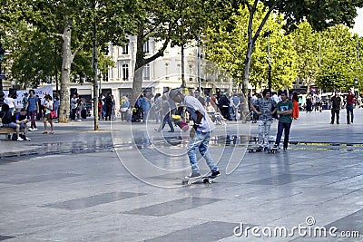 African French young male skates Editorial Stock Photo