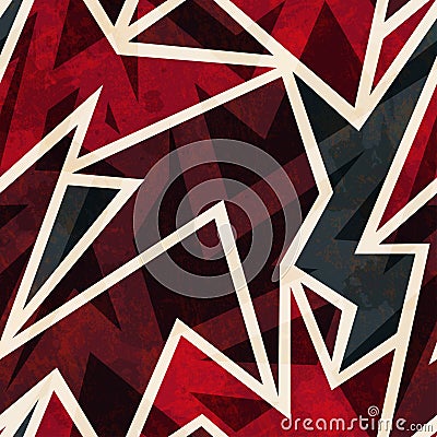 African geometric seamless pattern with grunge effect Vector Illustration