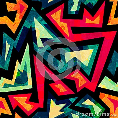 African geometric seamless pattern with grunge effect Vector Illustration