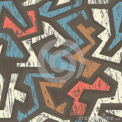 African geometric seamless pattern with wood effect Vector Illustration