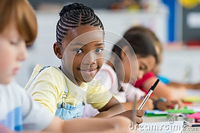 African girl at elementary school Stock Photo