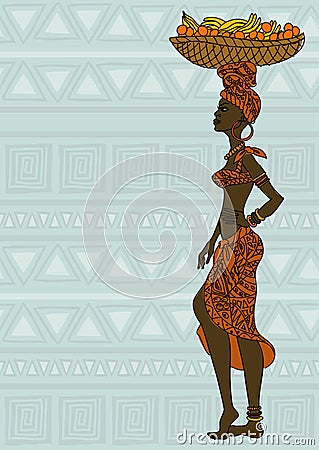 African Girl With Fruit Basket On The Head Royalty Free Stock Photo