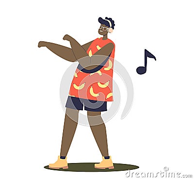 African girl listen music in wireless headphones enjoy sound happy smiling. Young woman in earphones Vector Illustration