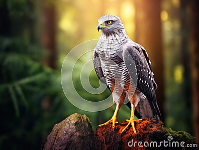 African Goshawk Raptor Bird Cartoon Illustration