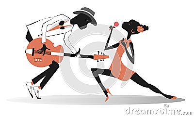 African guitarist man and singer woman illustration Vector Illustration