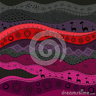 African hand-drawn ethno pattern, tribal background. It can be used for wallpaper, web page and others. Vector illustration. Vector Illustration