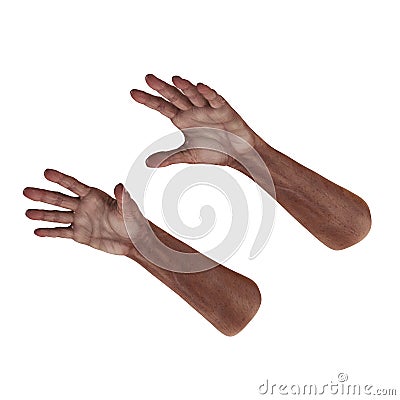 African hand of the old man isolated on a white. 3D illustration Cartoon Illustration