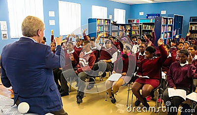 African High School Children and teacher in Classroom Lesson Editorial Stock Photo