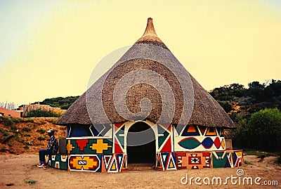 African hut in village Stock Photo