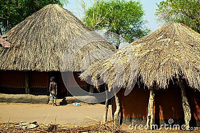 African Huts Editorial Stock Photo