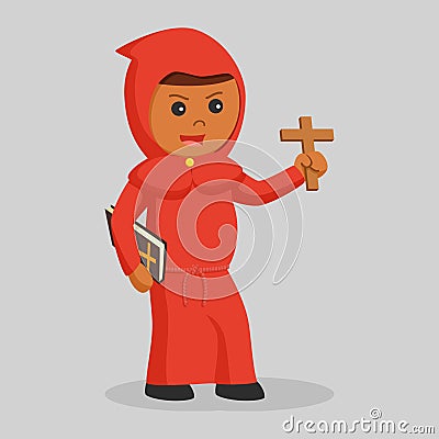 African inquisitor holding a cross Vector Illustration