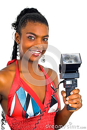 African lady with a black flash Stock Photo