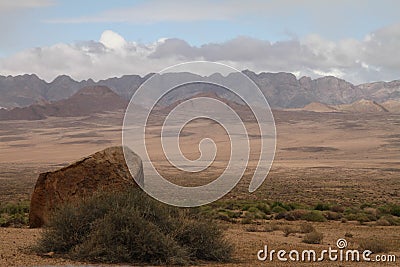 African landscape with rock formation and mountains Stock Photo