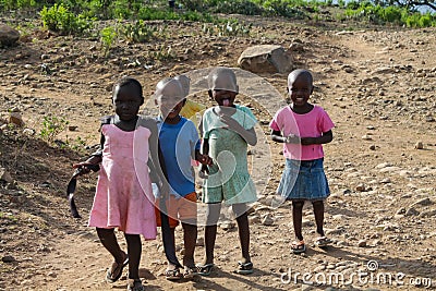 African little children play on a street Editorial Stock Photo