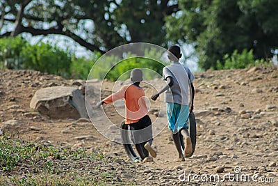 African little children on a playground Editorial Stock Photo