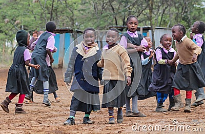 African little school children on a playground Editorial Stock Photo