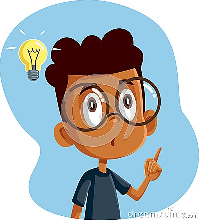 African Male Student Having a Clever Idea Vector Illustration