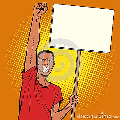 African man gagged protests Vector Illustration