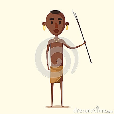 African man. Indigenous south American. Cartoon vector illustration. Vector Illustration
