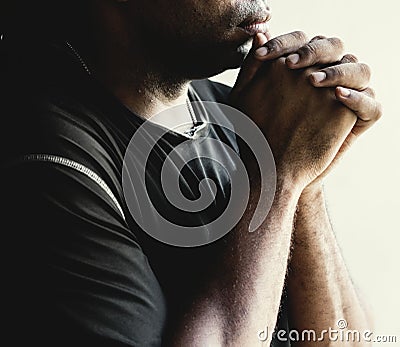 African man prayer faith in christianity religion Stock Photo