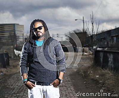 African man in urban portrait. Stock Photo