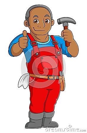 A African man works as a professional carpenter Vector Illustration