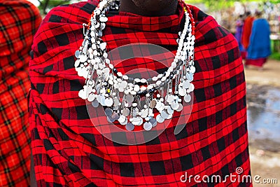 African masai traditional jewelry necklace. Tanzania, East Africa. Stock Photo