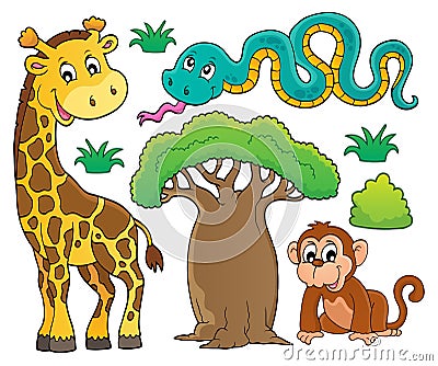 African nature theme set 1 Vector Illustration