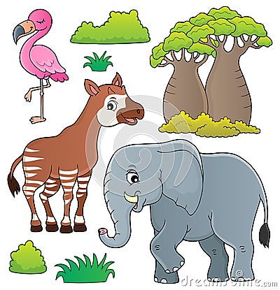 African nature theme set 4 Vector Illustration