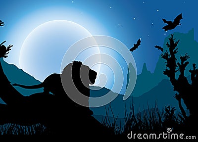 African night background Vector Illustration