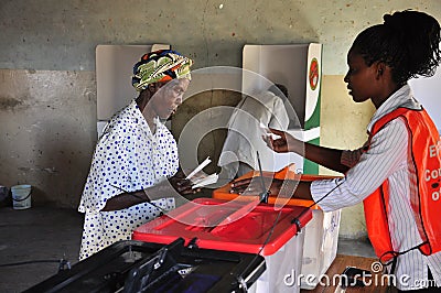 African people voting at polling station Editorial Stock Photo