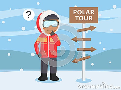 African polar explorer lost in arctic Vector Illustration