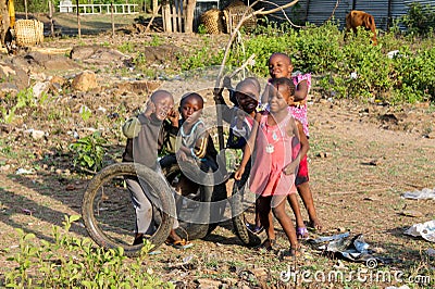 African poor children play on the street Editorial Stock Photo