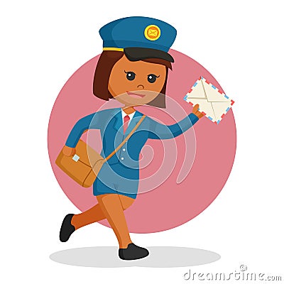 African post woman holding a mail Vector Illustration