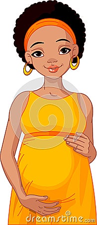 African pregnant woman prepared to be mother Vector Illustration