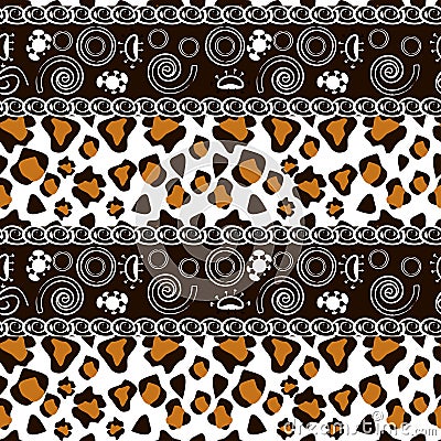 African print with cheetah skin pattern Vector Illustration