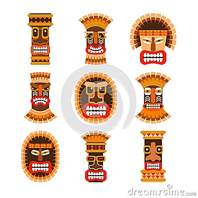 African ritual masks set Vector Illustration