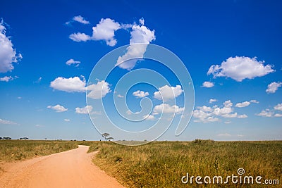 African road with blue sky Stock Photo