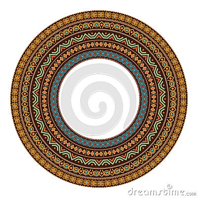 African round mandala with adinkra symbols. Antique pattern. Vector illustration. Vector Illustration