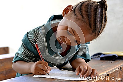 African Schoolgirl Writing Editorial Stock Photo