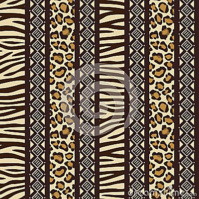 African seamless with wild animal skin patte Vector Illustration