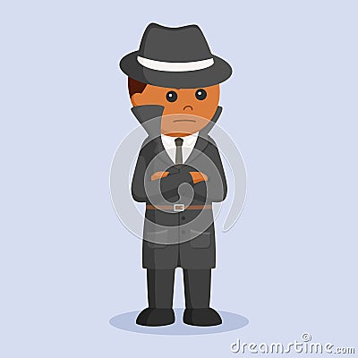 African spy man with standing pose Vector Illustration