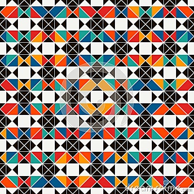 African style seamless surface pattern with abstract figures. Bright ethnic print. Geometric ornamental background Vector Illustration