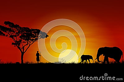 African Sunset Stock Photo