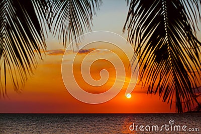 African sunset over indian ocean Stock Photo