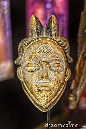 African traditional wood face mask Stock Photo