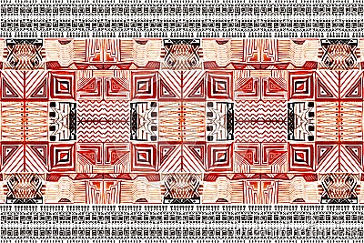 African tribal aborigines painting. Horizontal pattern of two types of design. Seamless Pattern. Stock Photo