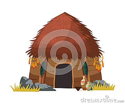 African tribal hut house isolated on white design Vector Illustration